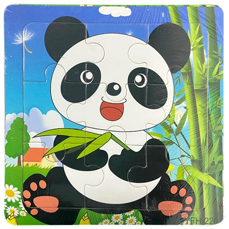 9pcs Kids Wooden Animal Puzzle Cute Cartoon Animal Puzzle Toys Early Educational Montessori Toys for Children - petguardiansupplies