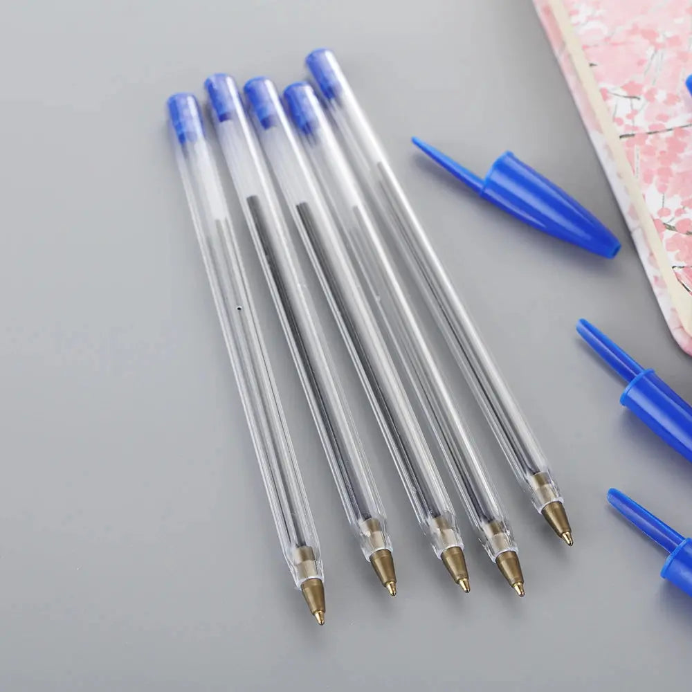 50/100Pcs Ballpoint Pens 1.0mm Blue Black Plastic Ball Point Pen Student Gift School Office Supplies Long Lasting Smooth Writing - petguardiansupplies