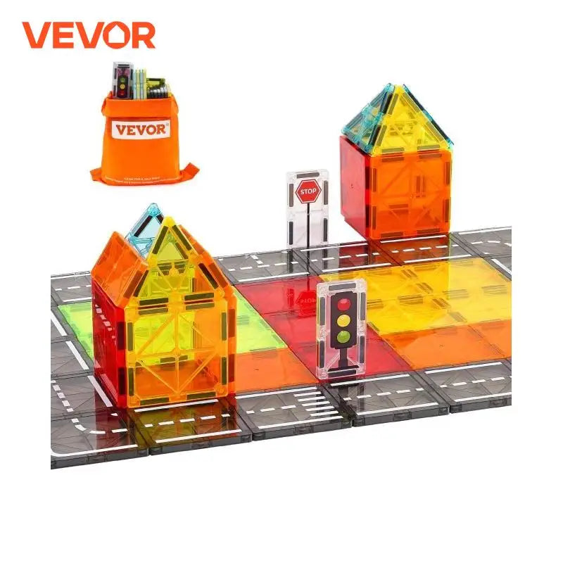 VEVOR 56 PCS Magnetic Tiles Magnet Building Blocks Set Construction Game Stacking Toys STEM Sensory Educational for Kids Gift - petguardiansupplies