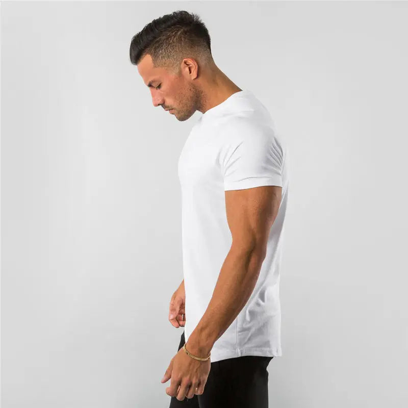 New Fashion Plain Tops Tees Fitness Mens T Shirt Short Sleeve Muscle Joggers Bodybuilding Tshirt Male Gym Clothes Slim Fit Shirt - petguardiansupplies