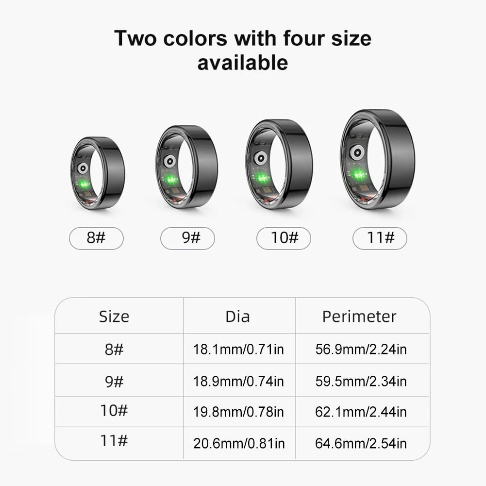 Smart Ring Military Grade Titanium Steel Shell Man ring Health Monitoring Waterproof Multi-sport Modes - petguardiansupplies