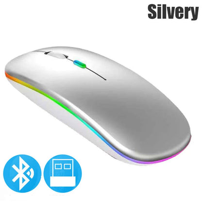 Wireless Mouse Bluetooth compatible 2.4GHz 1600DPI USB Rechargeable RGB Light Portable Mouse For Laptop Computer PC Macbook Game - petguardiansupplies