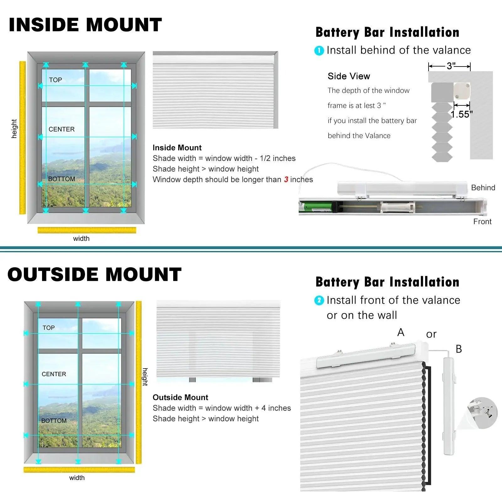 Wifi Automatic Motorized Electric Smart Cordless Window Top Down Bottom Upblinds Cellular Shades Double Cell Honeycomb Blinds - petguardiansupplies