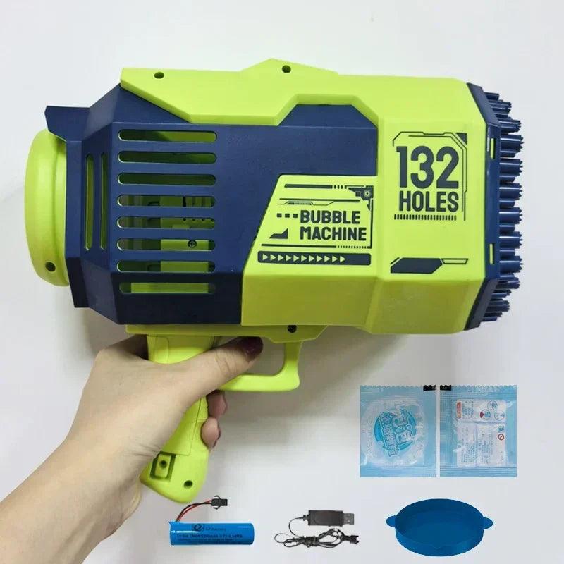 132 Holes Bubble Gun Rocket Bubbles Machine Gun Shape Automatic Bazooka Bubble Blower with Light Summer Toys for Children Gift - petguardiansupplies