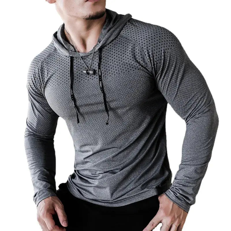 Mens Fitness Tracksuit Running Sport Hoodie Gym Joggers Hooded Outdoor Workout Shirts Tops Clothing Muscle Training Sweatshirt - petguardiansupplies