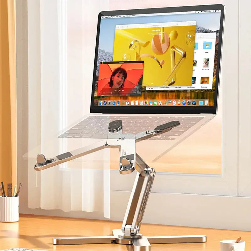 Foldable Laptop Stand 360°Rotation Notebook Table Aluminum Alloy Holder Portable Book Tablet Bracket with Heat Dissipation - petguardiansupplies