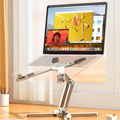 Foldable Laptop Stand 360°Rotation Notebook Table Aluminum Alloy Holder Portable Book Tablet Bracket with Heat Dissipation - petguardiansupplies