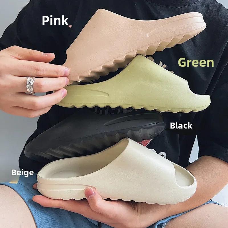 Yeezy Trendy Men's Slippers Thick Bottom Anti-slip Coconut Groove Slides Sandals For Beach Outerwear Summer 2023 - petguardiansupplies