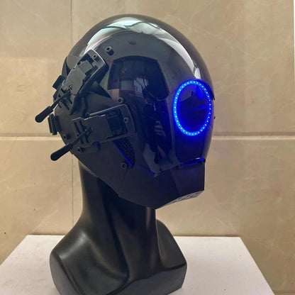 CyberPunk Mask 7 Kinds Of Color Selectable Led Samurai Circular LED Cosplay SCI-FI Helmet Party Toys For Men and Women - petguardiansupplies