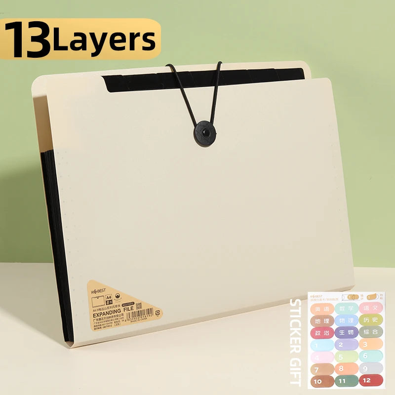 5/8/13 Layers A4 File Folder Storage Bag Test Paper Desktop Tool School Stationery Office Supplies - petguardiansupplies