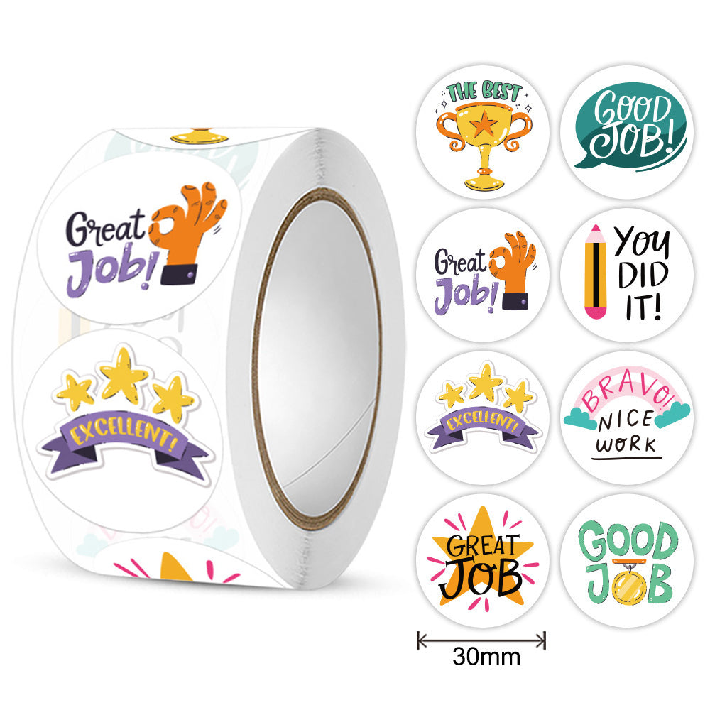 500pcs Cute Reward Stickers Roll with Word Motivational Stickers for School Teacher Kids Student Stationery Stickers Kids 1inch - petguardiansupplies