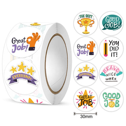 500pcs Cute Reward Stickers Roll with Word Motivational Stickers for School Teacher Kids Student Stationery Stickers Kids 1inch - petguardiansupplies