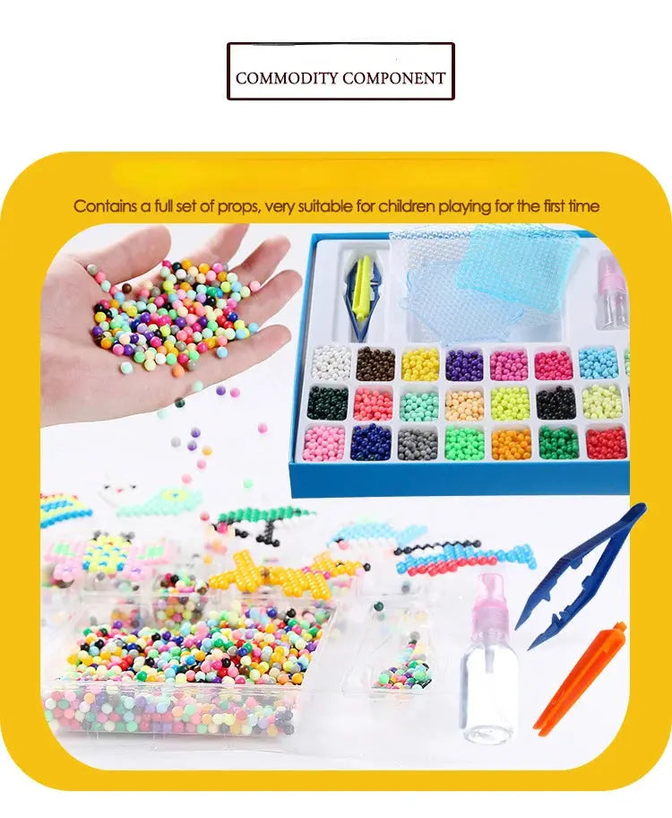 1000 Pcs/box DIY Water Spray Magic Beads Handmade Toy Set Children's Color Crystal Beads Puzzle Craft Kit Gift Variety Bean Toys - petguardiansupplies