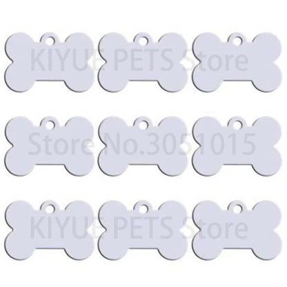 Wholesale 20pcs Bone Double Sides Personalized Dog ID Tags Aluminum Customized Cat Puppy Name Phone No. Tags Plate Keyrings - petguardiansupplies