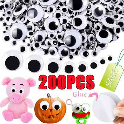 200/100PCS Self-Adhesive Wiggly Googly Doll Eye Movable Simulation Cartoon Animal Eyeball DIY Kindergarten Children Craft Supply - petguardiansupplies