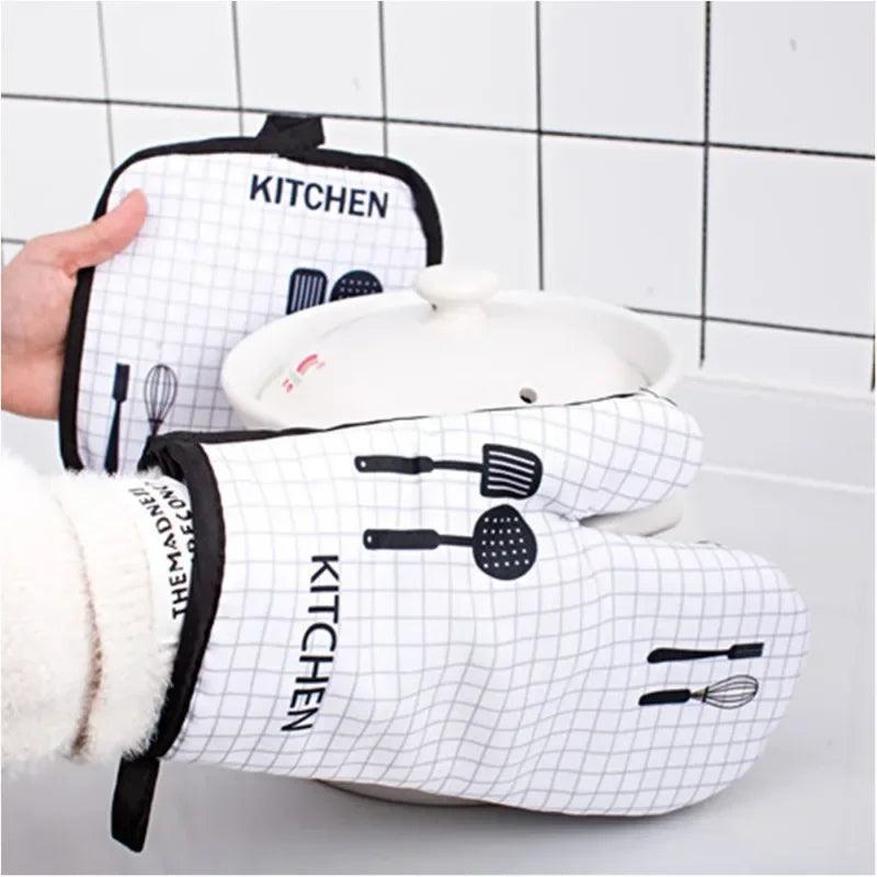 Kitchen Baking Cooking Accessories Print Oven Mitt Glove Pad Washable Microwave Pizza Anti-Hot Insulation Mat Kitchen Decor - petguardiansupplies