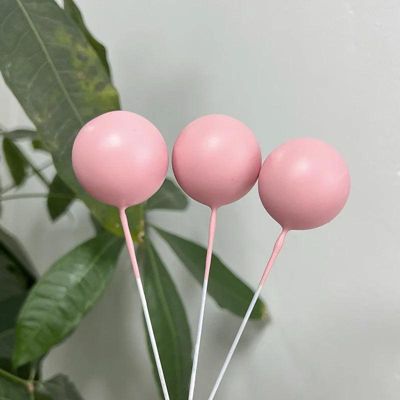 1 Set Pink Balls Cake Decorations 2-4cm Gold Boho Skin Baby Pink Cake Toppers for Birthday Wedding Baby Shower Party Cake Supply - petguardiansupplies