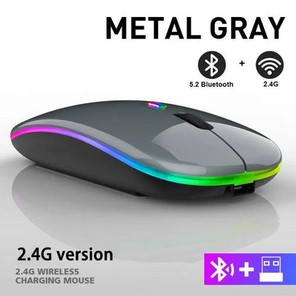 Wireless Mouse RGB Rechargeable Bluetooth Mice Wireless Computer Mause LED Backlit Ergonomic Gaming Mouse for Laptop PC 3600DPI - petguardiansupplies