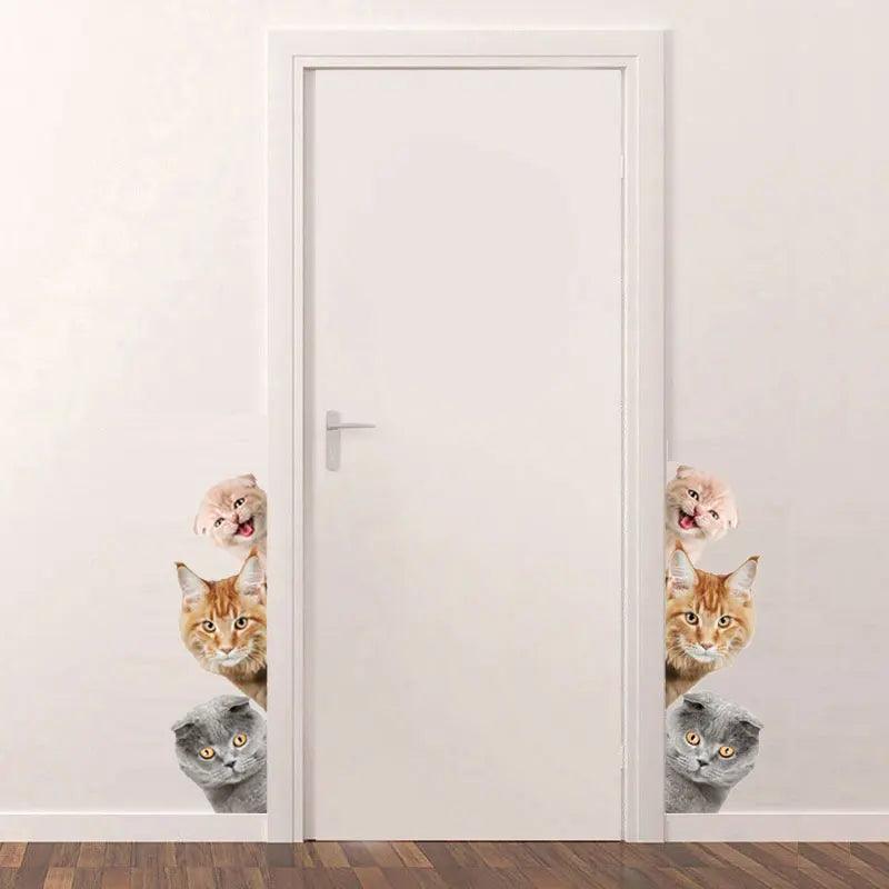 Dogs Cats 3D Wall Sticker Funny Door Window Wardrobe Fridge Decorations for Kids Room Home Decor Cartoon Animal Art Vinyl Decal - petguardiansupplies