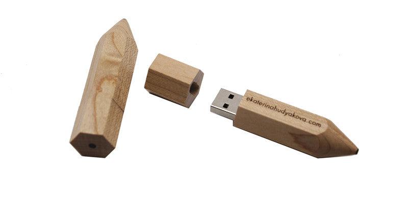 Wooden Pencil USB Flash Drives Free Custom Logo Pen Drive Maple Wood Real Capacity Memory Stick 64GB/32GB/16GB/8G/4G Gift U Disk - petguardiansupplies