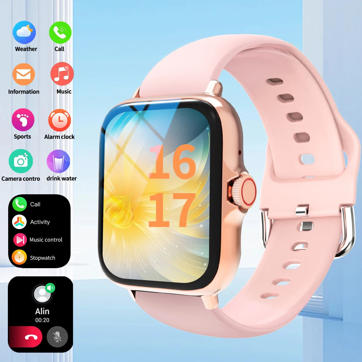 Outdoor sports smartwatch, wireless calling, information reminder, wallpaper change, men's and women's multifunctional sports wa - petguardiansupplies