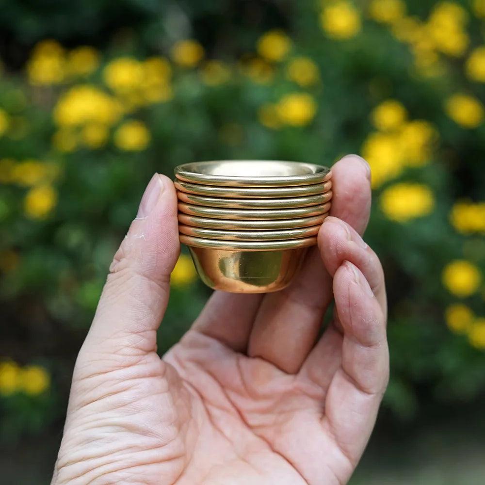 Copper Tibetan Bowl Buddha Disciples to Supply Water Meditation Mini Brass Cup Home Desk Decor 7Set - petguardiansupplies