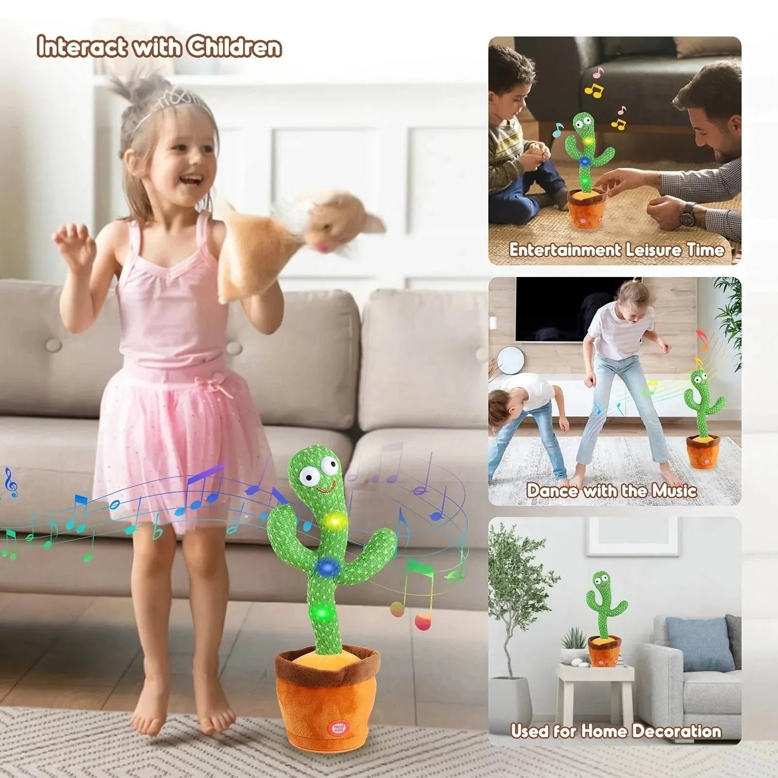 Birthday Present Dancing Cactus Electron Plush Toy Soft Plush Doll Babies Cactus That Can Sing And Dance Voice Interactive Bled - petguardiansupplies