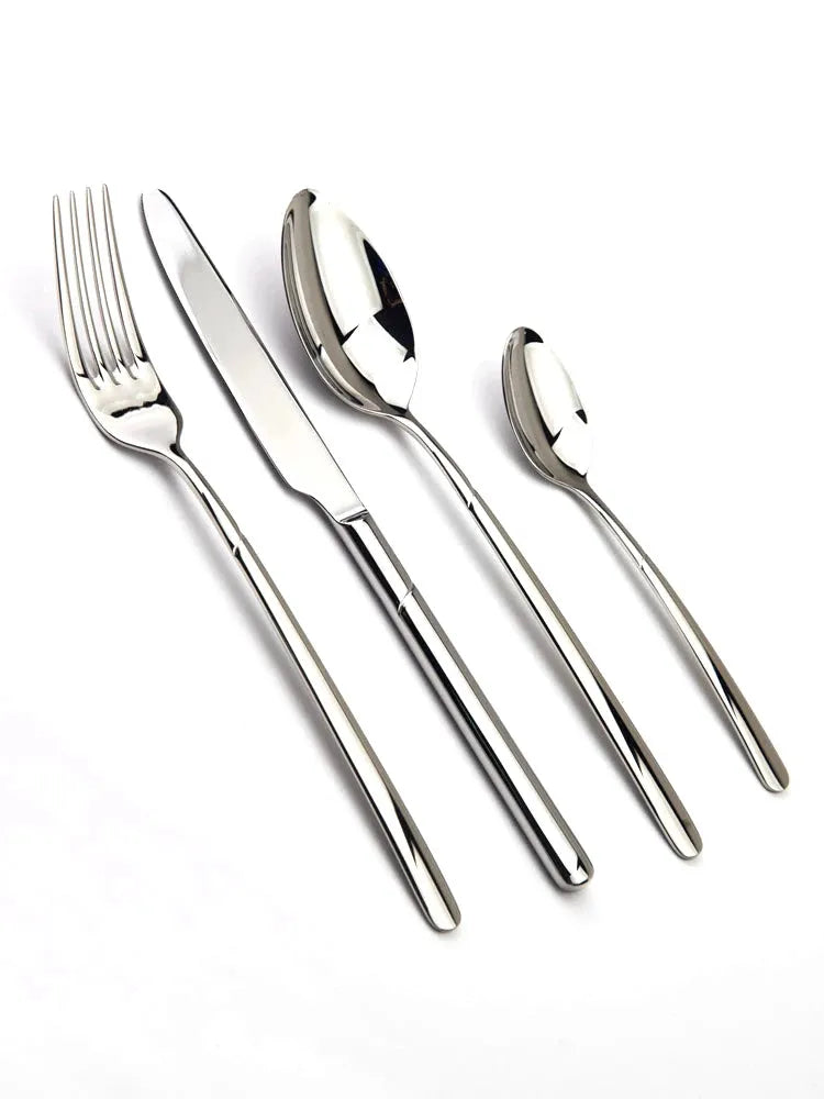 Cozy Zone Cutlery Set 24Pcs Stainless Steel Luxury Silverware Set Tableware Knives Forks Dining Dinner Set Western Restaurant - petguardiansupplies