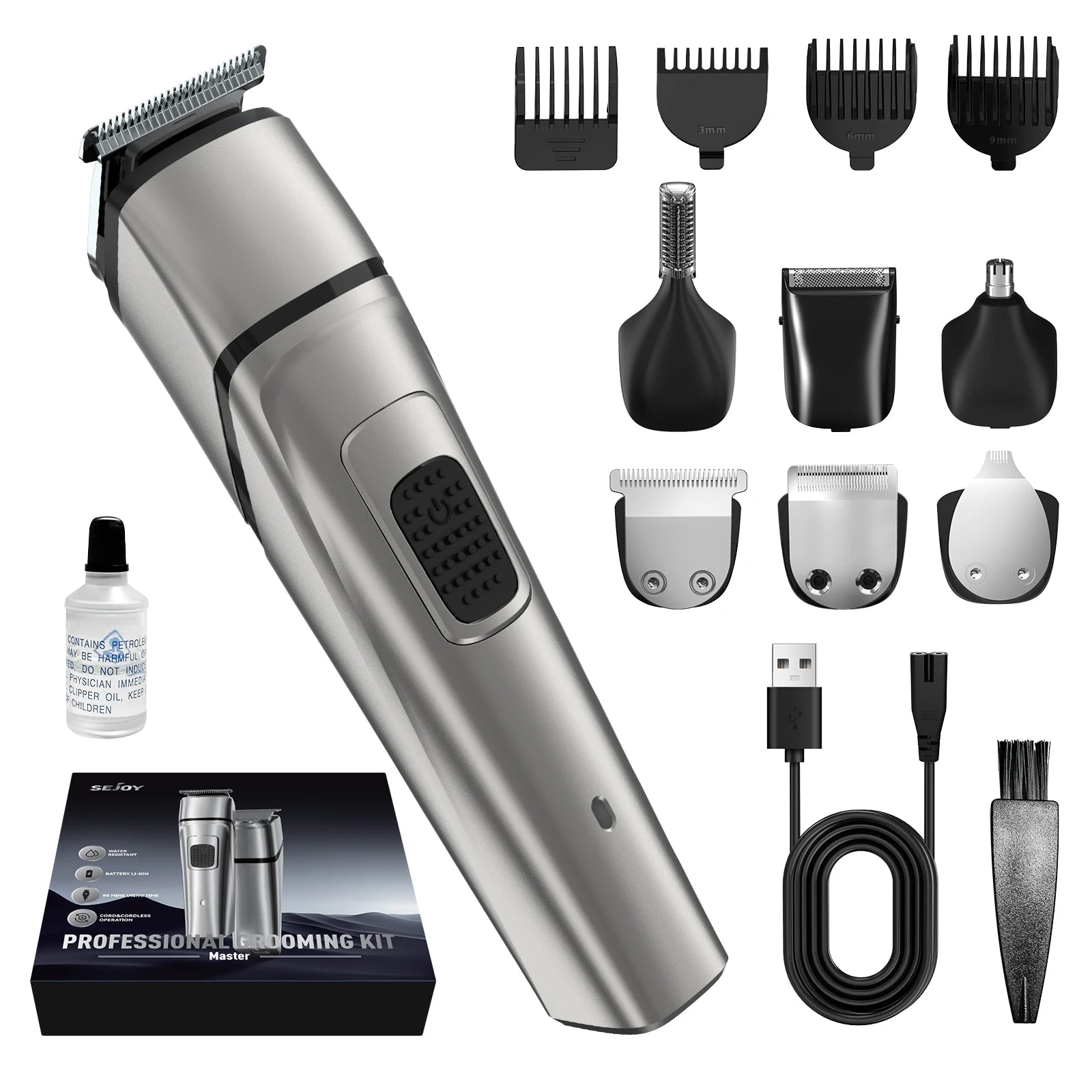 Men's Grooming Kit - Multifunctional Electric Hair Clippers Rechargeable Razor for Beard and Nose Trimming - petguardiansupplies