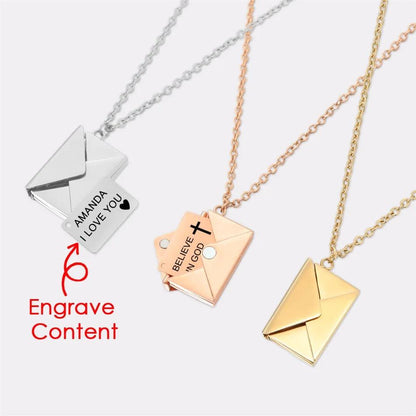 Customized Love Letter Envelope Stainless Steel Pendant Necklace Jewelry Confession You for Valentine Mother Day Gift - petguardiansupplies