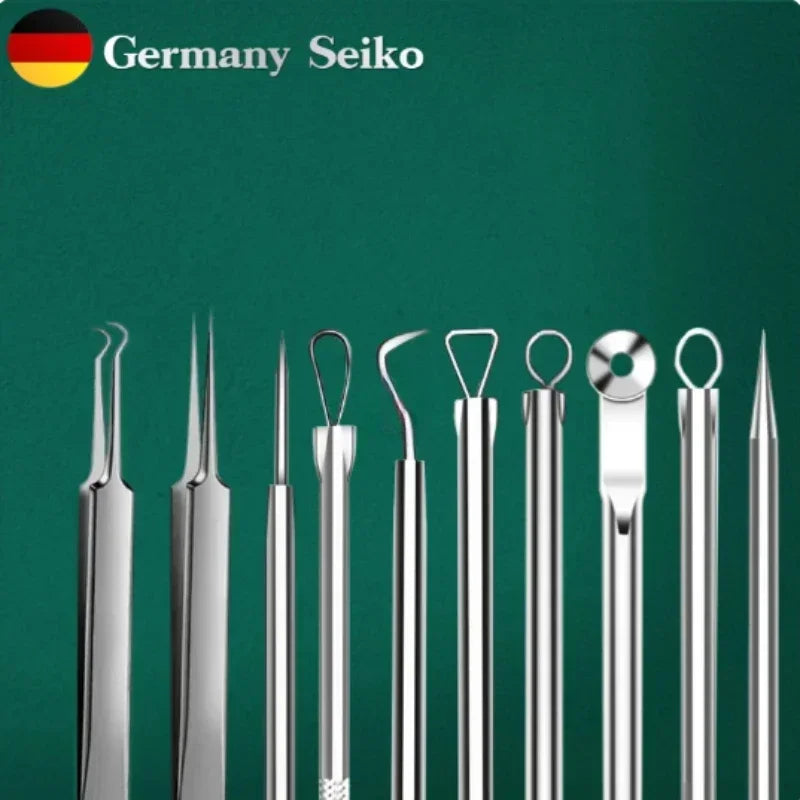 Professional Acne Needle Tweezers 11Pcs Ultra-fine No.5 Cell Pimples Blackhead Clip Facial Pore Cleaning Care Tool for Skin Care - petguardiansupplies