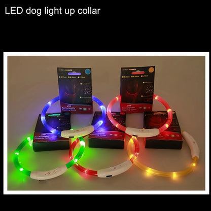 40/50/70cm Led Dog Collar USB Rechargeable Pet Dog Night Luminous Charge Collar Glowing Necklace Collar Safety Night Light - petguardiansupplies