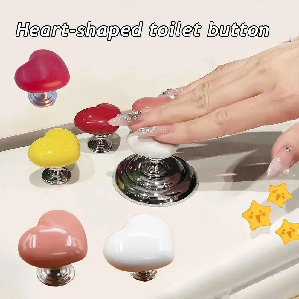 2pcs Toilet Press Button Toilet Button Heart Shaped Toilet Press Button Water Tank Buttons Auxiliary Device Bathroom Supplies - petguardiansupplies