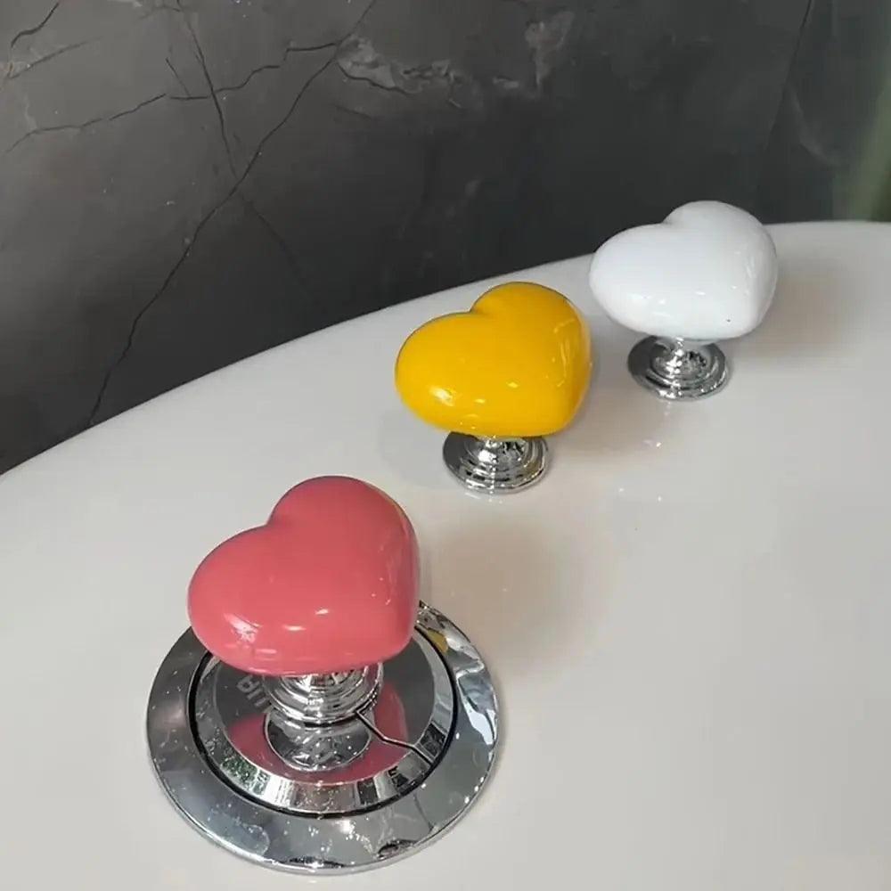 2pcs Toilet Press Button Toilet Button Heart Shaped Toilet Press Button Water Tank Buttons Auxiliary Device Bathroom Supplies - petguardiansupplies