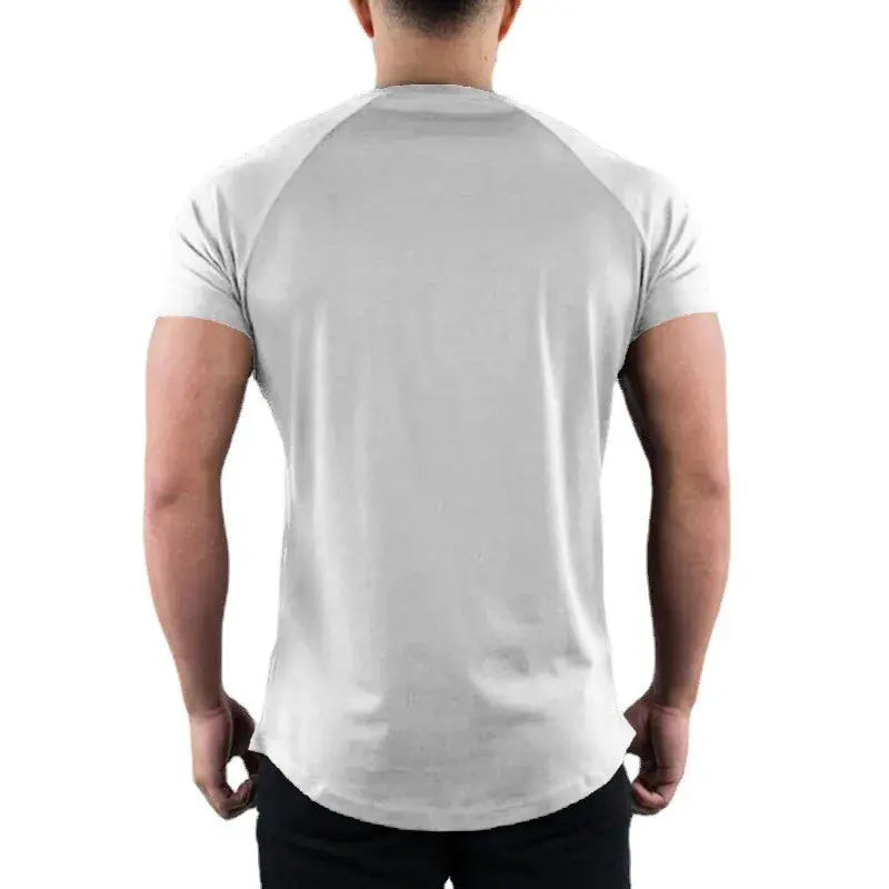 Plain Gym T-shirt Men Summer Fitness Clothing O-Neck Short Sleeve T shirt Cotton Slim Fit Tshirt Bodybuilding Workout Tees Tops - petguardiansupplies