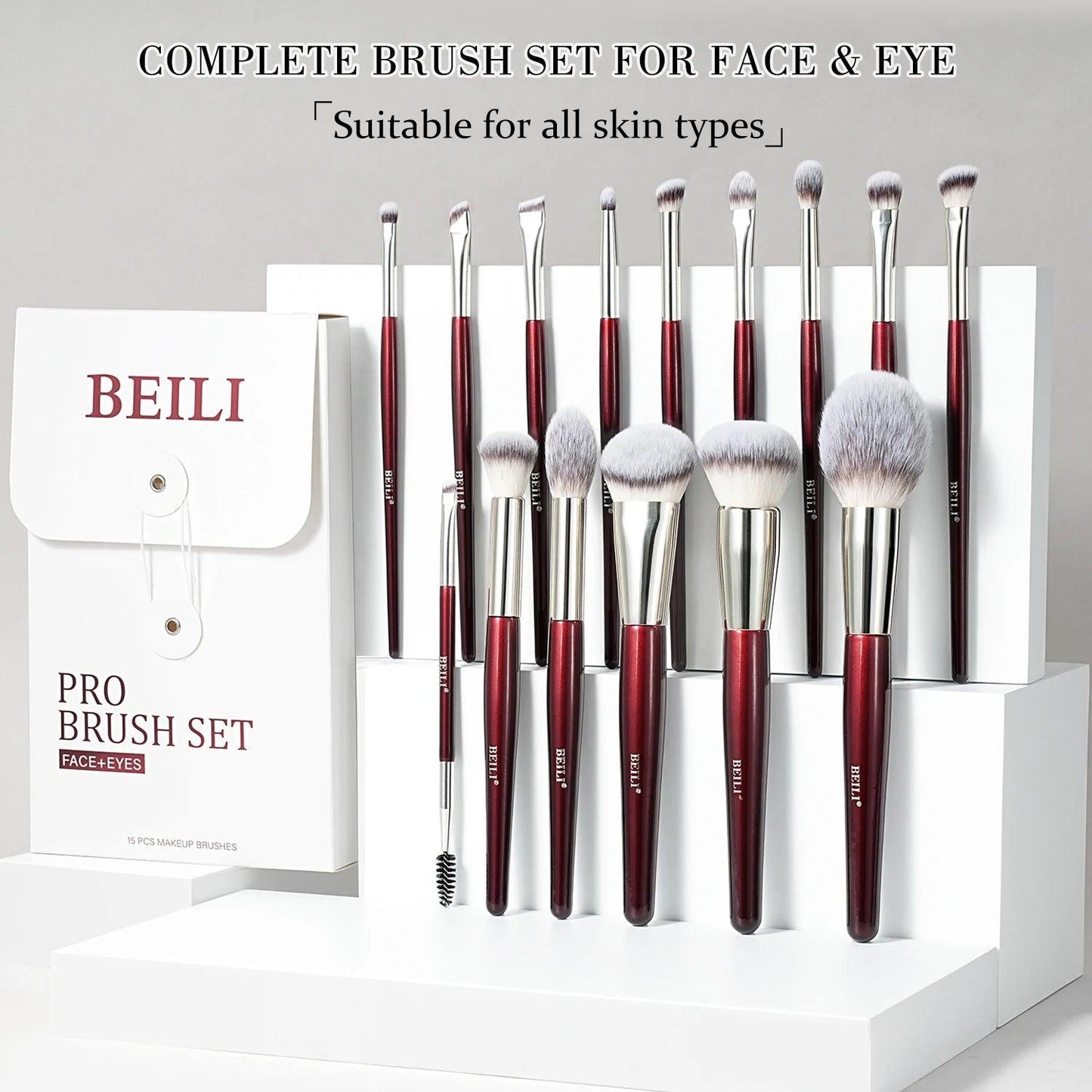 BEILI Black 10-19Pcs Makeup Brushes Natural Synthetic Hair Eyeshadow Blending Eyeliner Makeup Brush Set косметика - petguardiansupplies