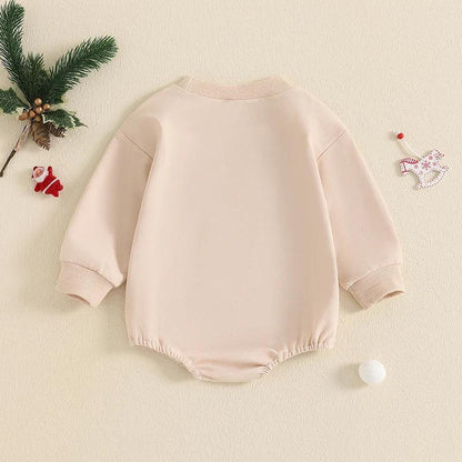 FOCUSNORM 0-18M Lovely Baby Boys Girls Christmas Romper Gingerbread Embroidery Long Sleeve Sweatshirt Jumpsuits - petguardiansupplies