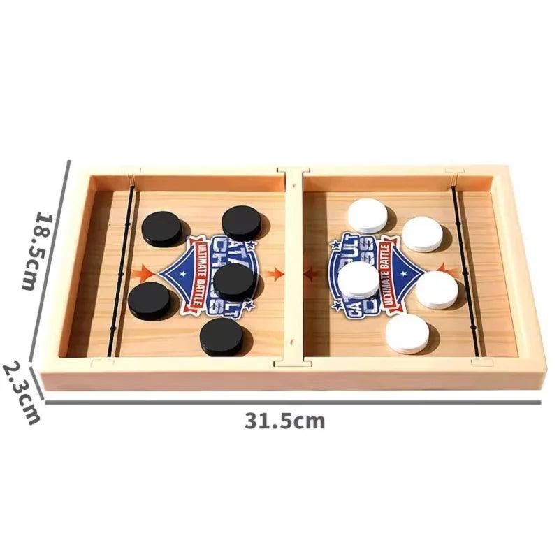 Children Table Battle Board Game Fast Sling Puck Game Paced Wooden Table Hockey Winner Games Interactive Chess For Family Toys - petguardiansupplies