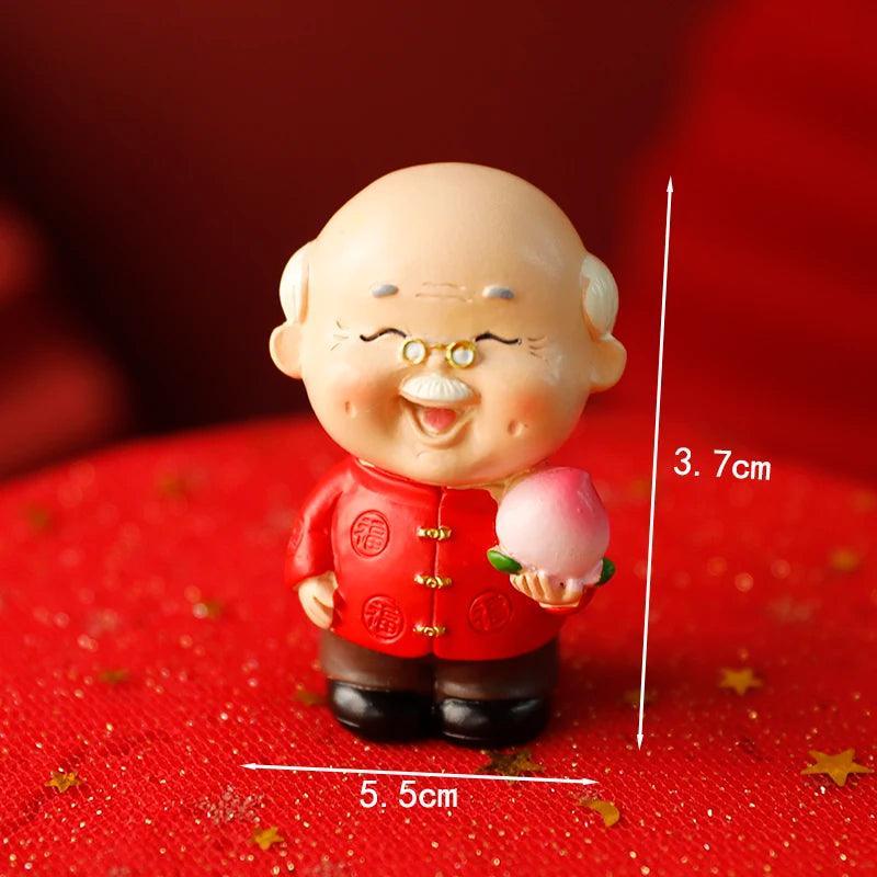 Longevity Grandma Grandpa Cake Topper for Old People Birthday Party Decoration Chinese Blessing Baking Supplies Dessert Gifts - petguardiansupplies