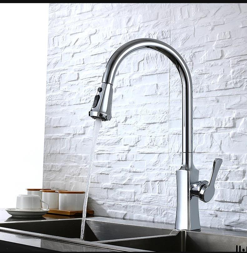 Kitchen Faucets Black Single Handle Pull Out Kitchen Tap Single Hole Handle Swivel 360 Degree Water Mixer Tap Mixer Tap 408906 - petguardiansupplies