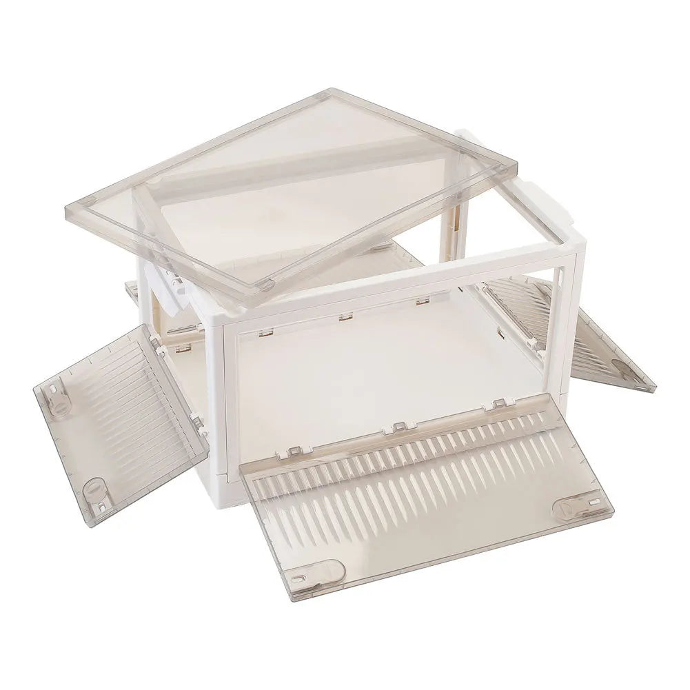 Medium Transparent Folding Storage Box with Wheels - petguardiansupplies