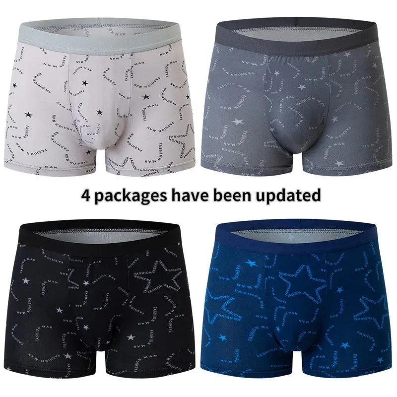 4 Pack Europe and America Size MEN'S FASHION Sexy Boxer Underwear Antibacterial Breathable plus Size Fat MEN'S Shorts Underwear - petguardiansupplies