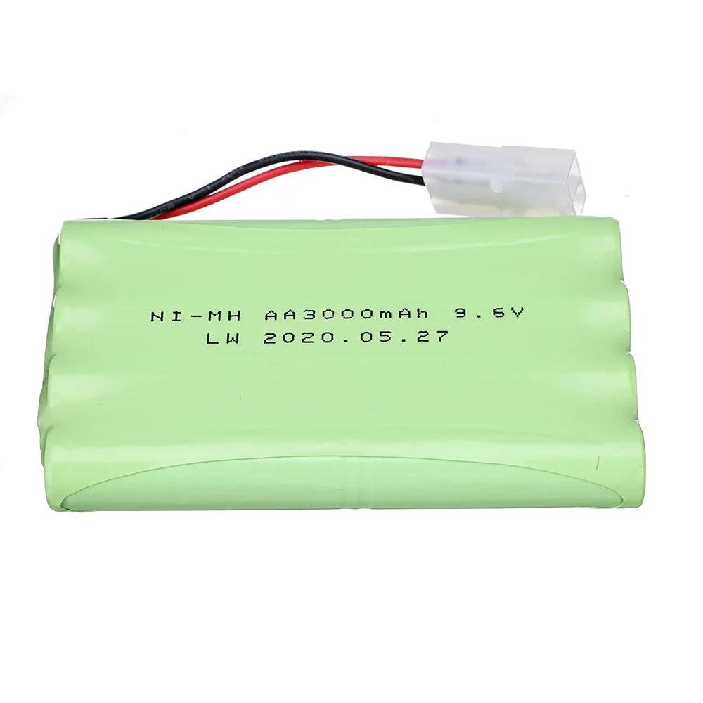 9.6V 3000mah NiMH Battery +9.6V Charger For Rc toys Car Trucks Tanks Trains Boats upgrade Ni-MH 8*AA 9.6v Rechargeable Battery - petguardiansupplies