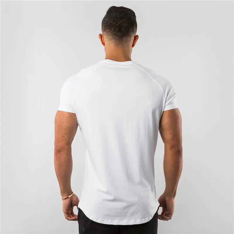 New Fashion Plain Tops Tees Fitness Mens T Shirt Short Sleeve Muscle Joggers Bodybuilding Tshirt Male Gym Clothes Slim Fit Shirt - petguardiansupplies