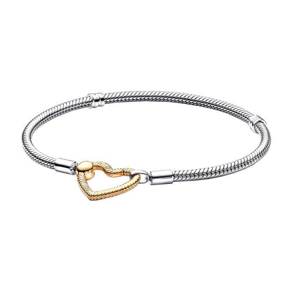 Pandora 925 Silver Moments Heart Closure Bracelet for Women Christmas and Birthday Gifts Fit Original Jewelry Accessories DIY - petguardiansupplies