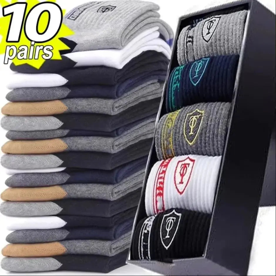 5Pairs Breathable Cotton Sports Stockings Men Bamboo Fiber Autumn and Winter Men Socks Sweat Absorption Deodorant Business Sox - petguardiansupplies