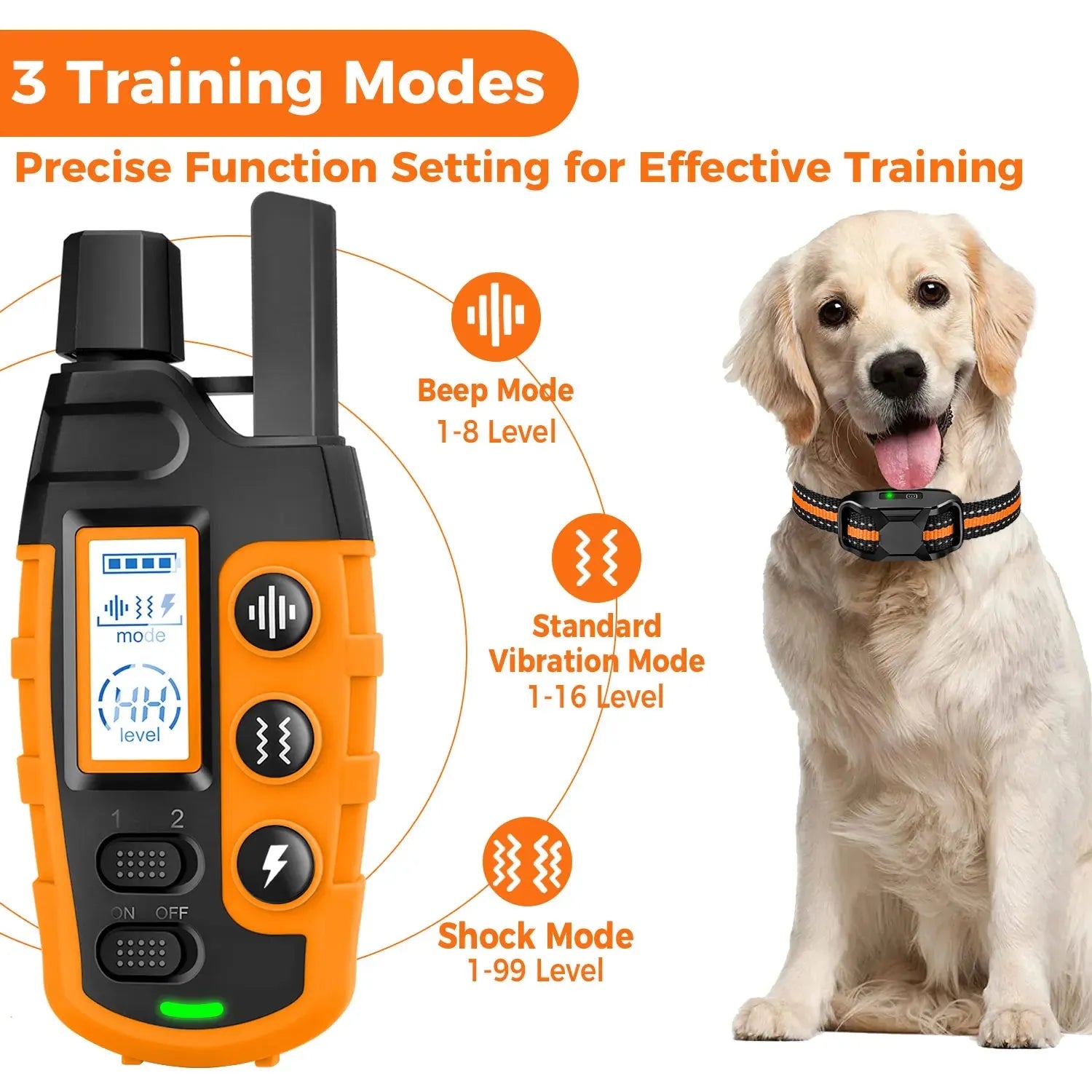 3300Ft Dog Training Collar with Remote Rechargeable Waterproof E Collar Beep Vibration Shock High Quality Pet Training - petguardiansupplies