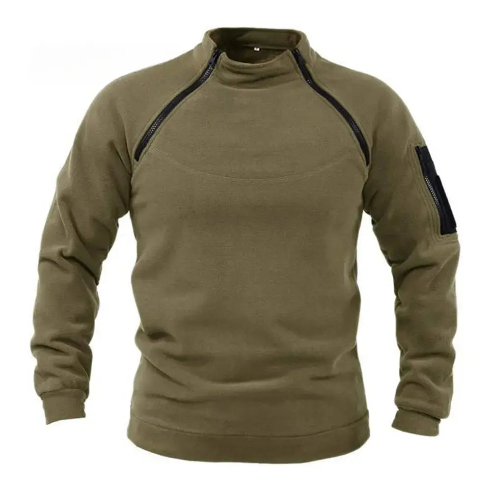 Mens Streetwear Military Sweatshirt Fleece Winter Zipper Pullover Fashion Men's Solid Color Loose Lamb Thick Jacket Men Clothing - petguardiansupplies