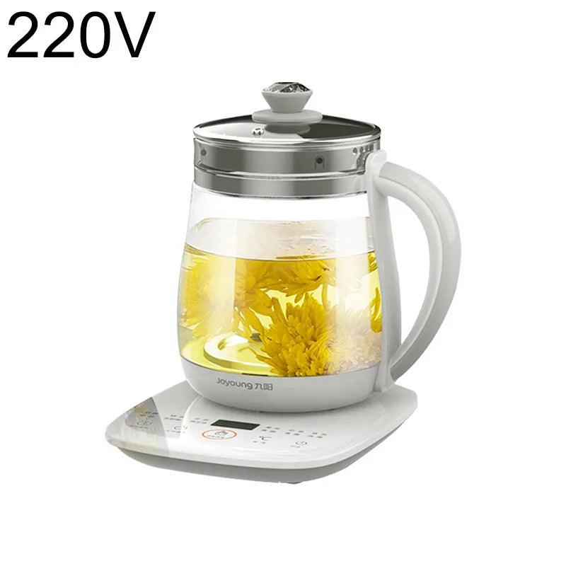 220V Jiuyang health pot multi-functional flower teapot glass stew tea pot 1.5L Portable Mini Multi Cooker Tea Dessert Cooker - petguardiansupplies