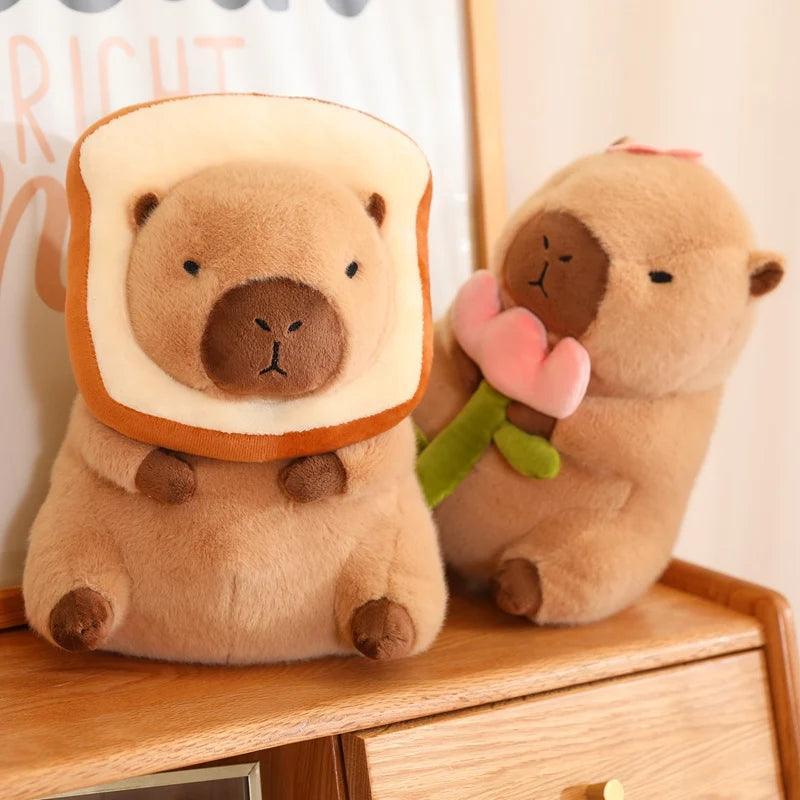 Lotus leaf Capybara Plush Toy Turtle Oyster Bee Bckpack Capibara Cosplay Unicorn Dinosaur Boba Bread Ring Decor Stuffed Animals - petguardiansupplies